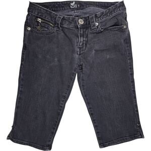 Vintage Y2K Nollie Pacsun Womens Juniors 1 Black Gray Bermuda Denim Jean Shorts